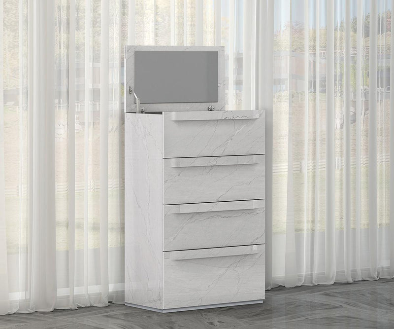 Nahlia White Carrara Finish Chest