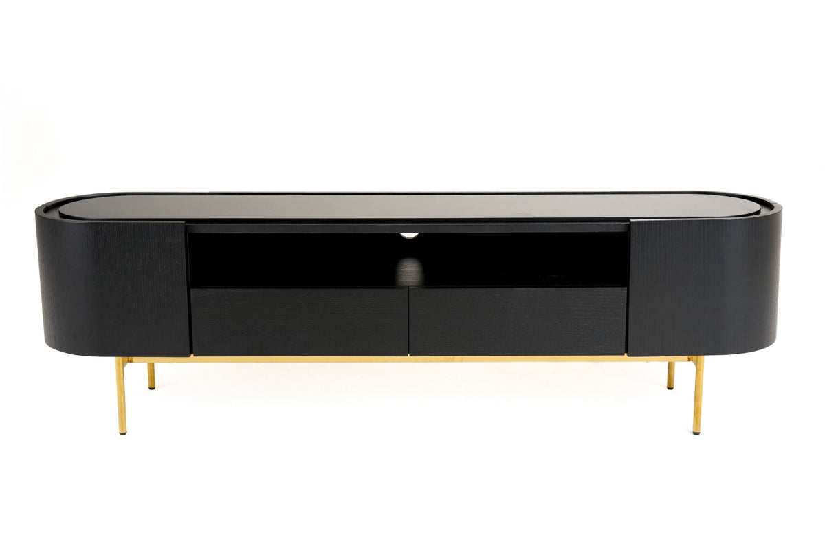 Anita Modern Black Oak & Gold TV Stand