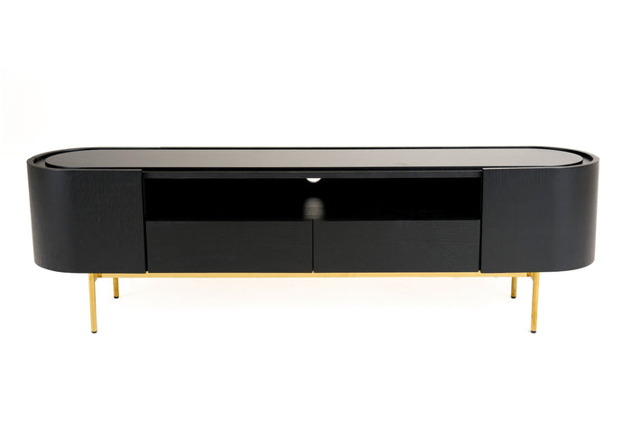 Anita Modern Black Oak & Gold TV Stand
