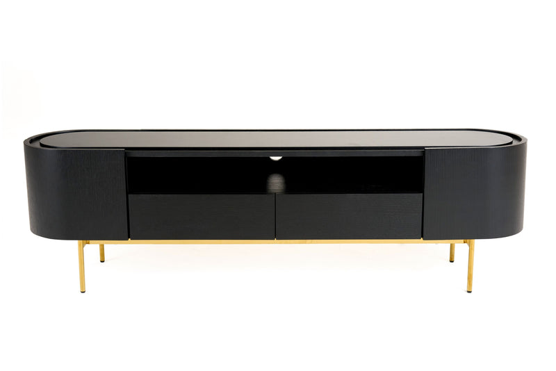 Anita Modern Black Oak & Gold TV Stand