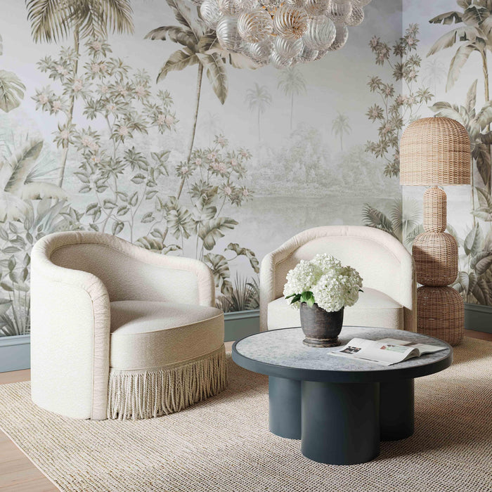 Pamela Cream Performance Boucle Tassel Accent Chair