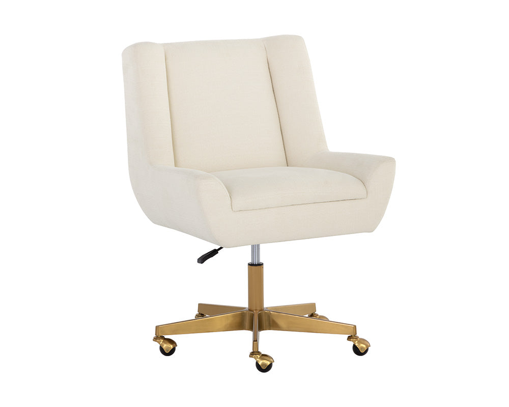 Mirian Alabaster Performance Fabric & Gold Desk Chair