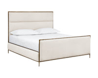 Yasmine Alabaster Performance Fabric & Antique Brass King Bed