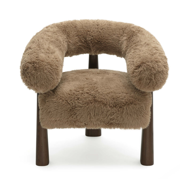 Spara Taupe Straight Vegan Shearling Accent Chair