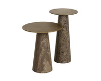 Aditi Travertine & Antique Brown/Brass Accent Table (2 Sizes Available)