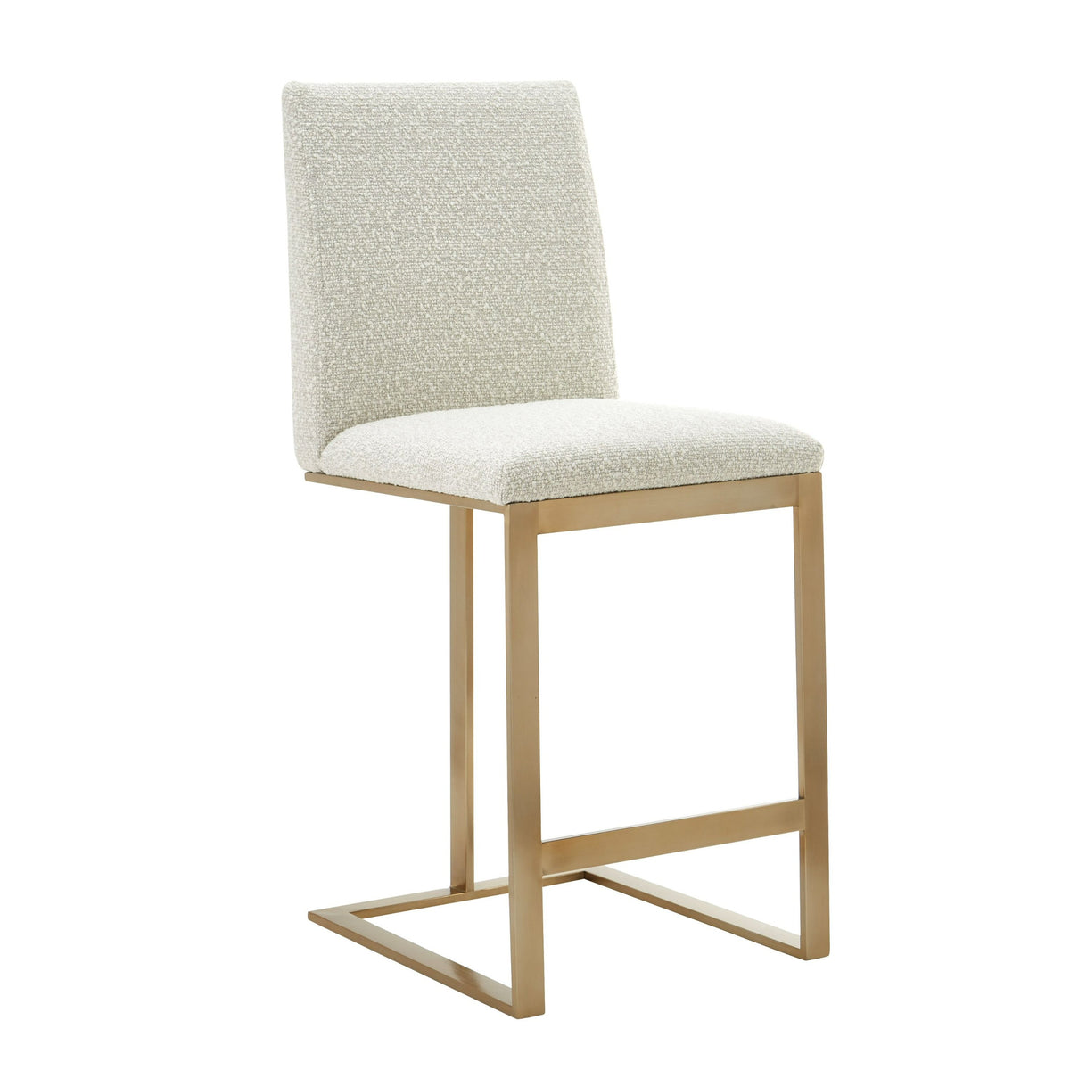 Camille Modern Off-White & Gold Steel Counter Stool