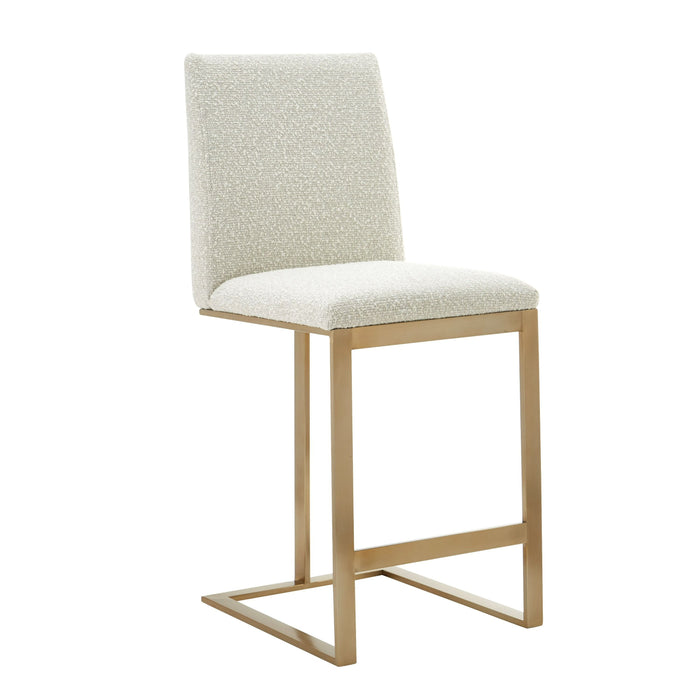 Camille Modern Off-White & Gold Steel Counter Stool