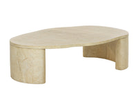 Savinah 60" Faux Travertine Concrete Indoor Outdoor Oval Coffee Table