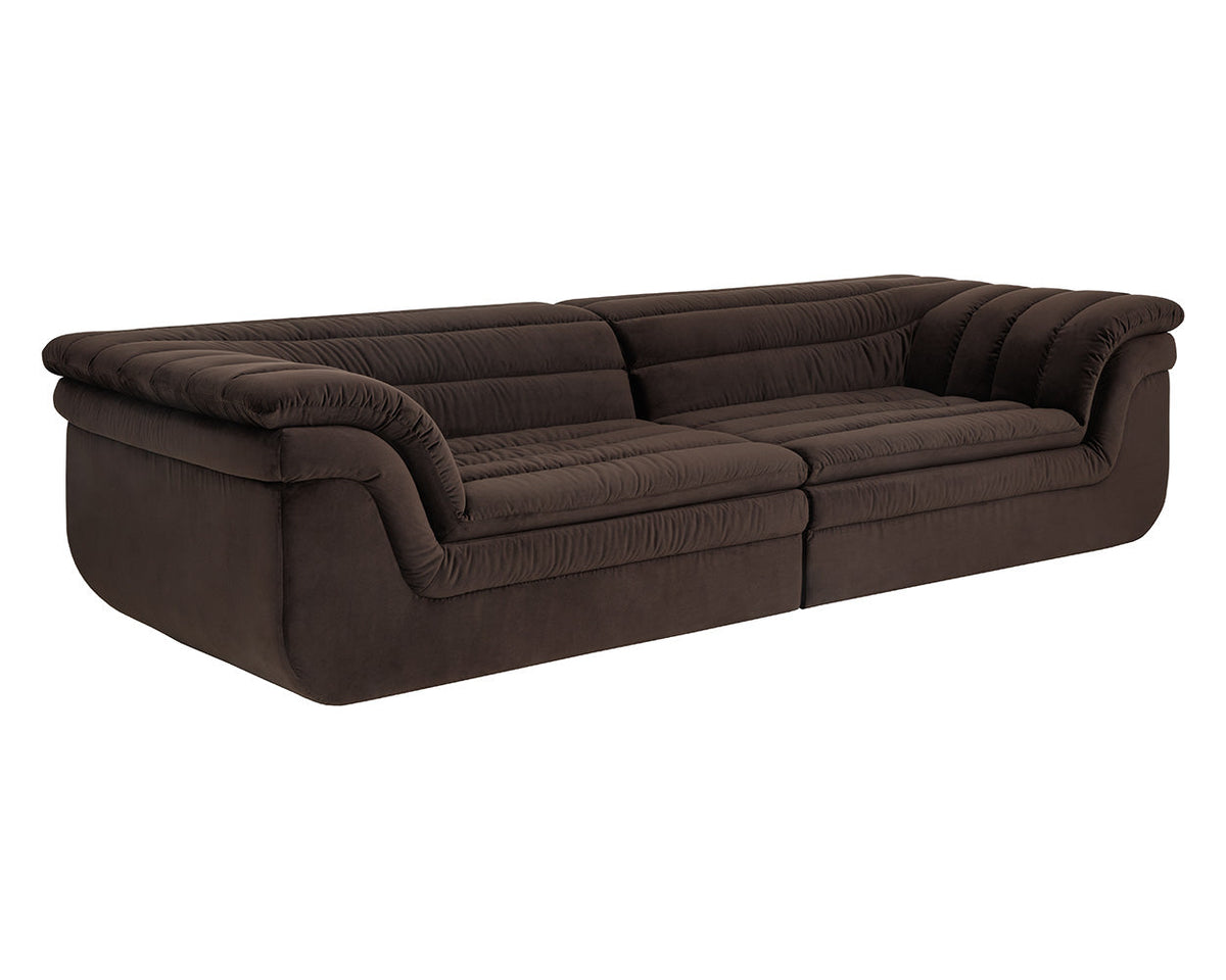 Bello 115" Mink Plush Channel Tufted Sofa