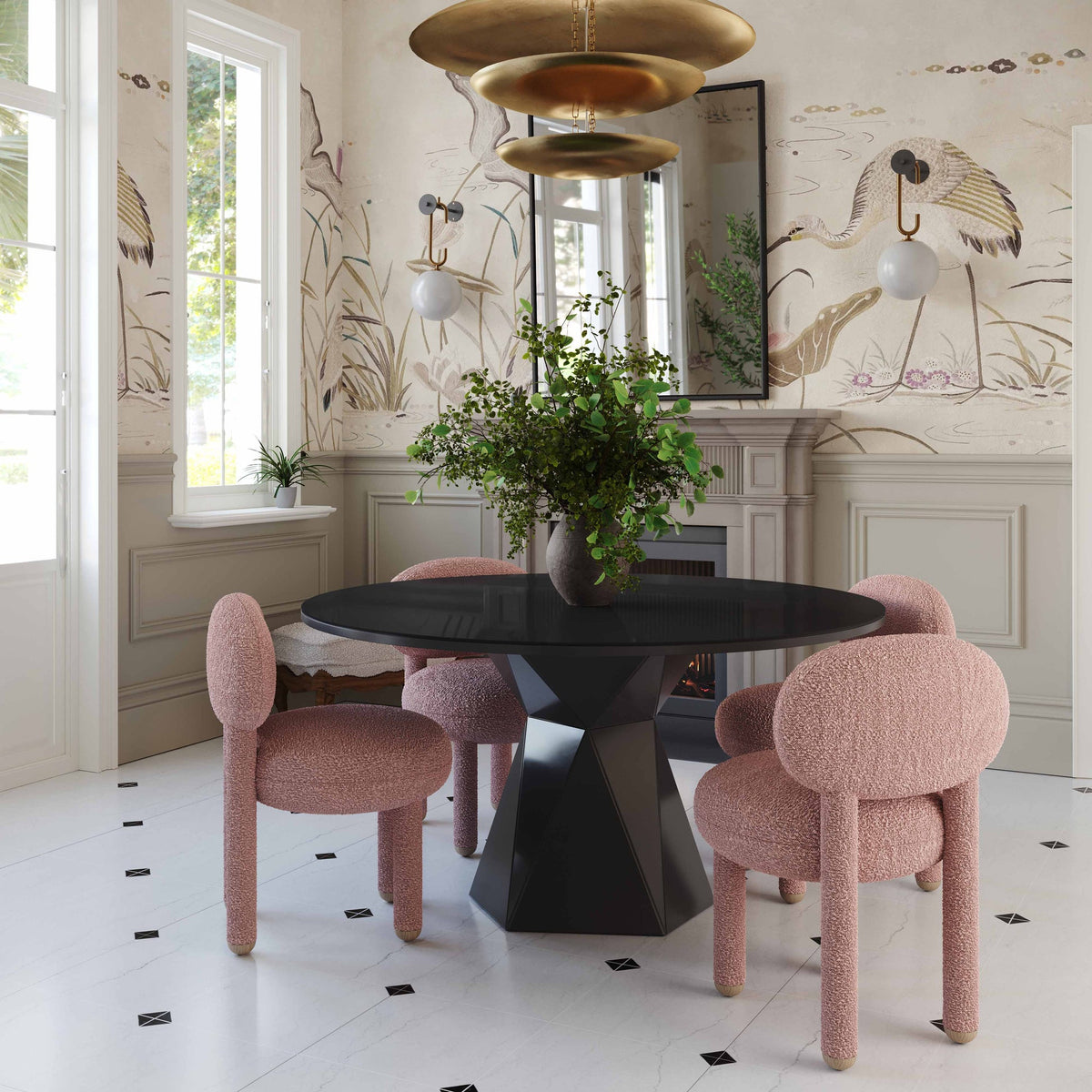 Manu Rose Pink Performance Boucle Dining/Accent Chair