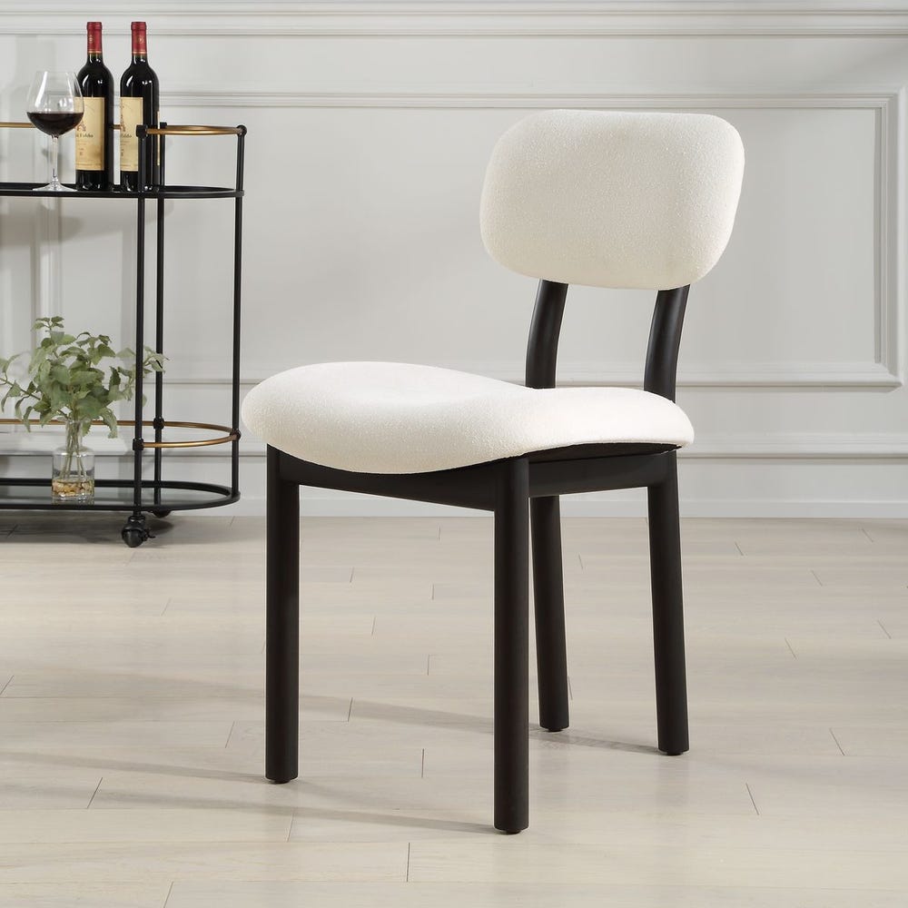 Vertu Textured Ivory & Satin Black Dining Chairs (Set of 2)