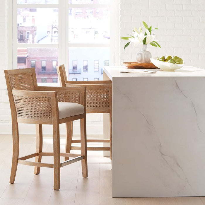 Ennis Off White Polished Nickel Counter Stool