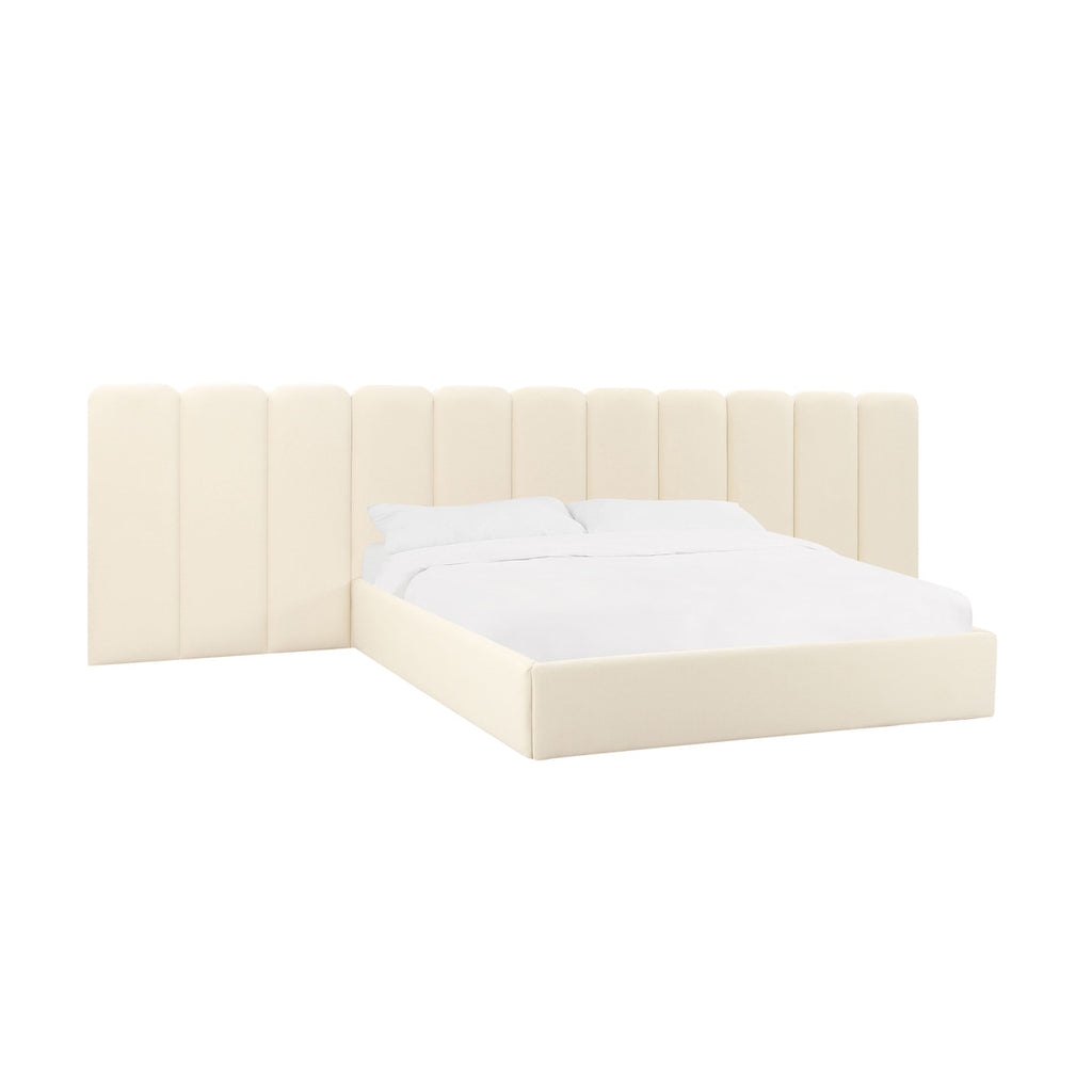 Essence Cream Velvet Bed With Side Panels