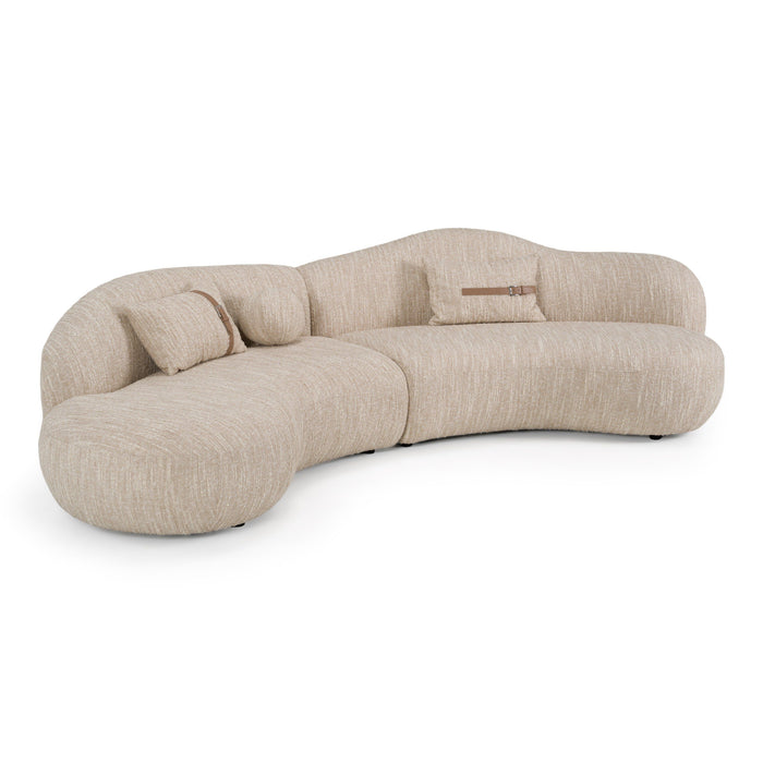 Fawnie 128.5" Modern Beige Curved 2 Piece Sectional Sofa