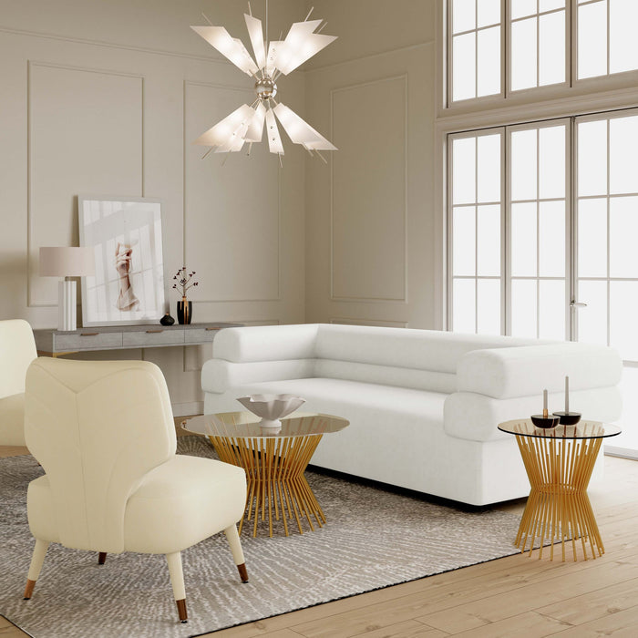 Sadie 98" Cream Performance Velvet Sofa