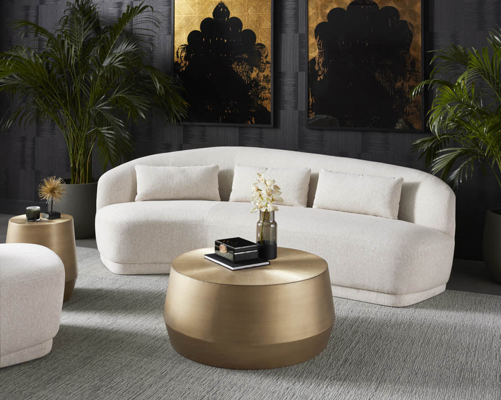 Soraya 99" Dove Cream Curved Sofa