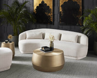 Soraya 99" Dove Cream Curved Sofa