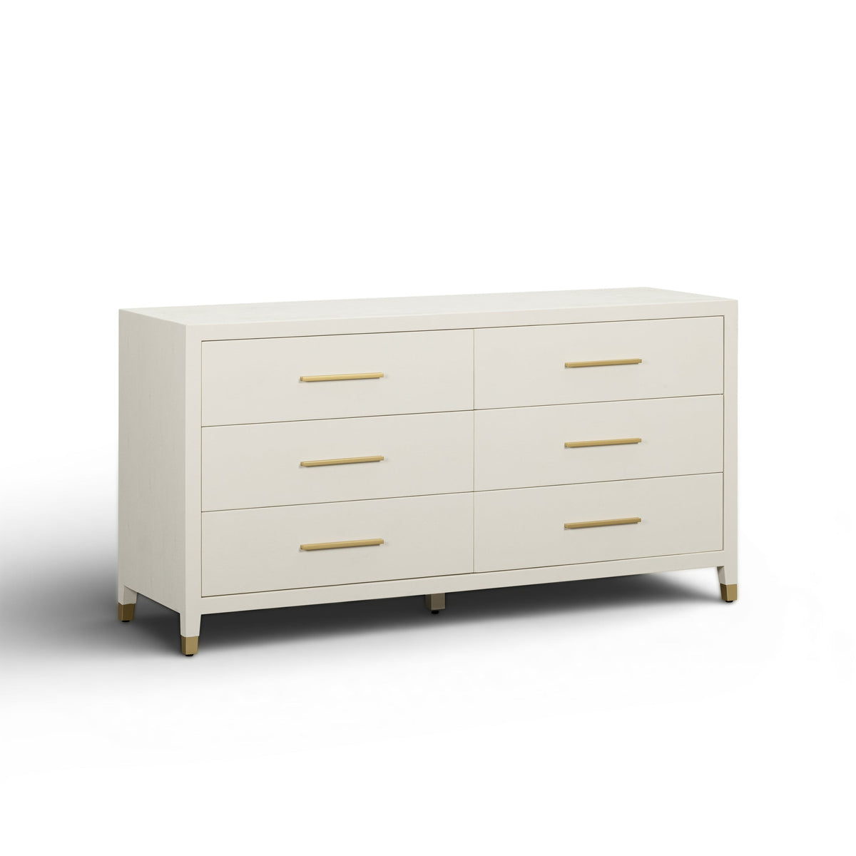 Dorite 62" Cream Faux Shagreen 6-Drawer Dresser