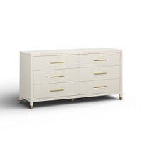 Dorite 62" Cream Faux Shagreen 6-Drawer Dresser