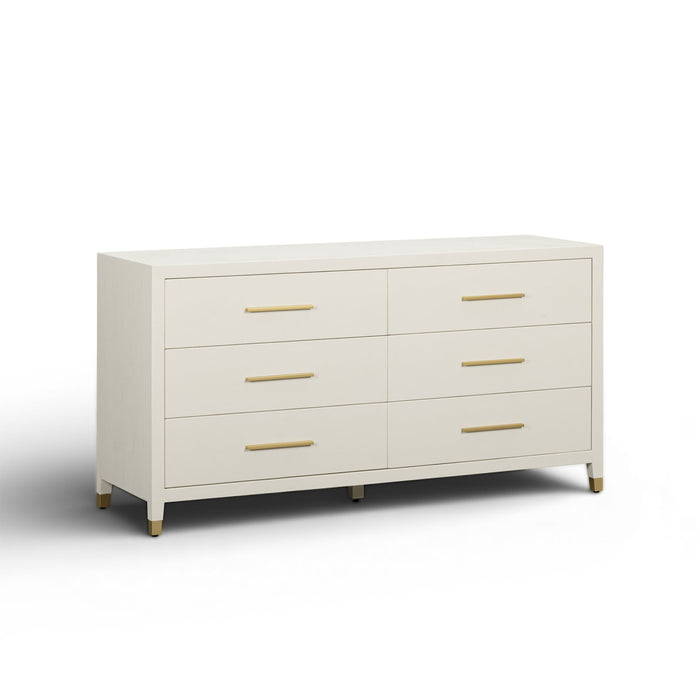 Dorite 62" Cream Faux Shagreen 6-Drawer Dresser