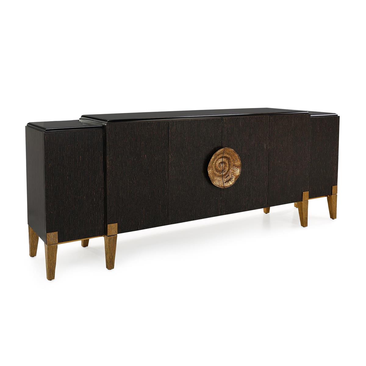 Flora 90.5" Six-Door Ebony & Gold Sideboard