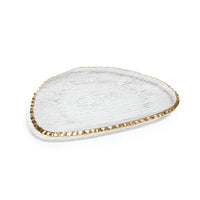 Alida 12 Large & 12 Small Textured Organic Shape Plate with Jagged Gold Rim (24 Plates)