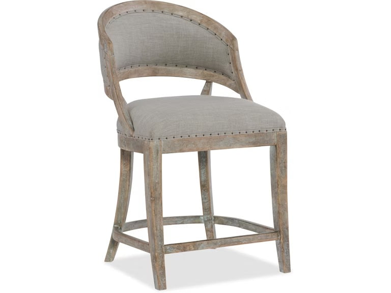 Banks Linen Barrel Back Counter Stool