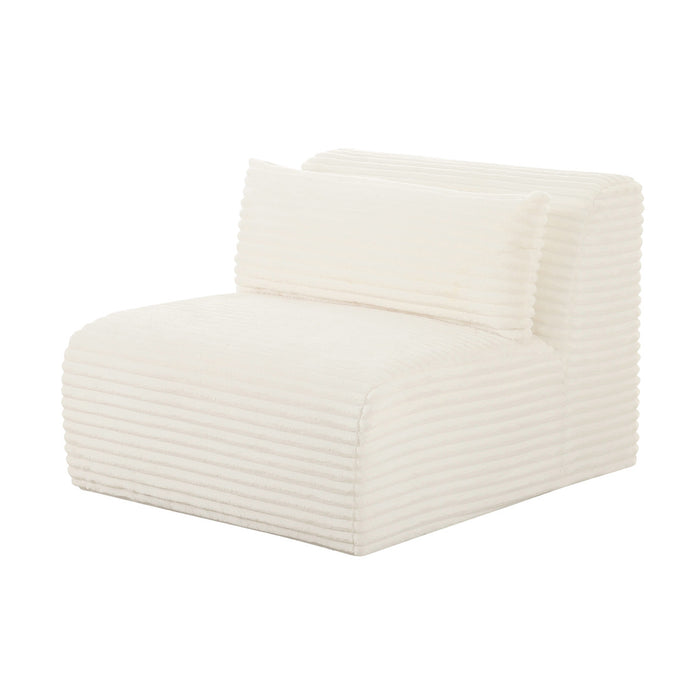 Telav Fluffy Oversized Cream Corduroy Modular Armless Chair