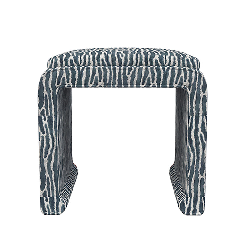 Malia Classic/Modern Freeport Navy Custom Upholstered Ottoman
