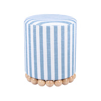 Dex Pastel Blue Striped Linen Ottoman