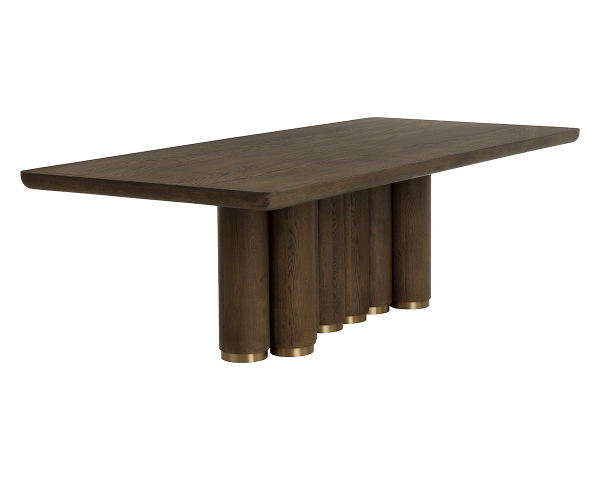 Salix 102" Chocolate Oak & Gold Dining Table