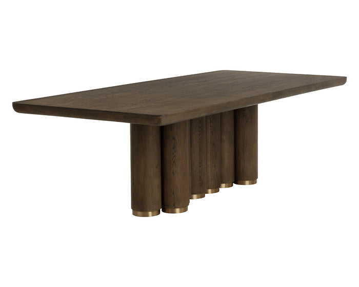 Salix 102" Chocolate Oak & Gold Dining Table