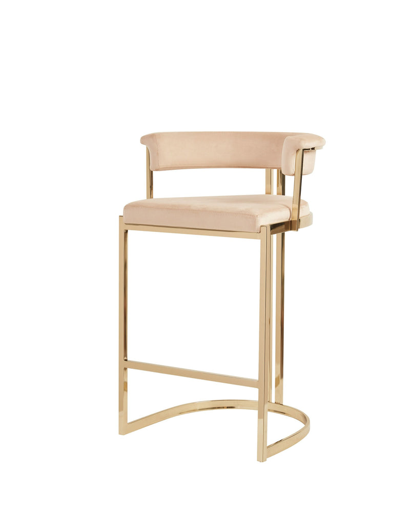 Clancy Modern Beige Velvet & Gold Counter Stool