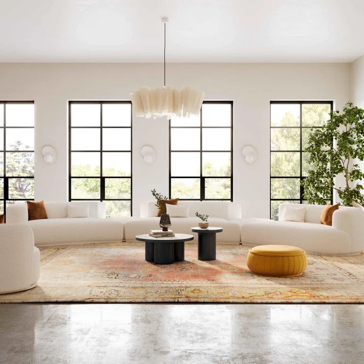 Pablo 196" Plush Cream Boucle 5-Piece Modular Sectional Sofa