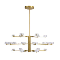 Glacielle 54" Antique Brass & Glass Chandelier