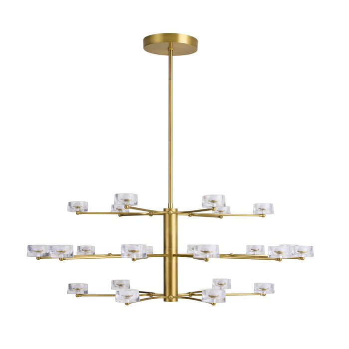 Glacielle 54" Antique Brass & Glass Chandelier