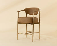 Heloise Cognac Faux Leather & Gold Counter Stool
