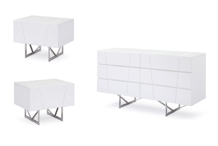 Darian White Dresser and Two Nightstands