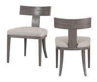 Rowan Mid-Century Modern Beige Linen + Grey Wash Dining Chair (Set of 2)