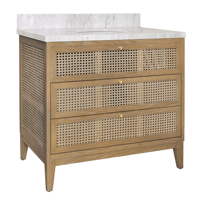 Sariah 36.5" Cerused Oak & Marble Bath Vanity