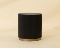 Kalla Charcoal Oak & Brushed Gold Round Accent Table