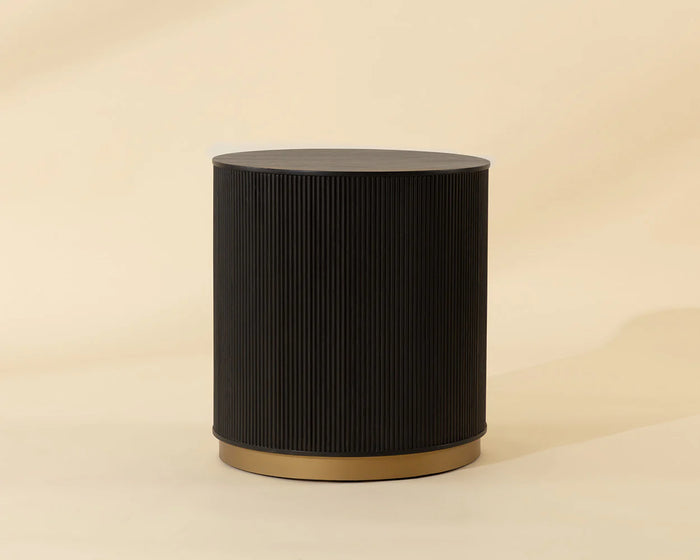 Kalla Charcoal Oak & Brushed Gold Round Accent Table