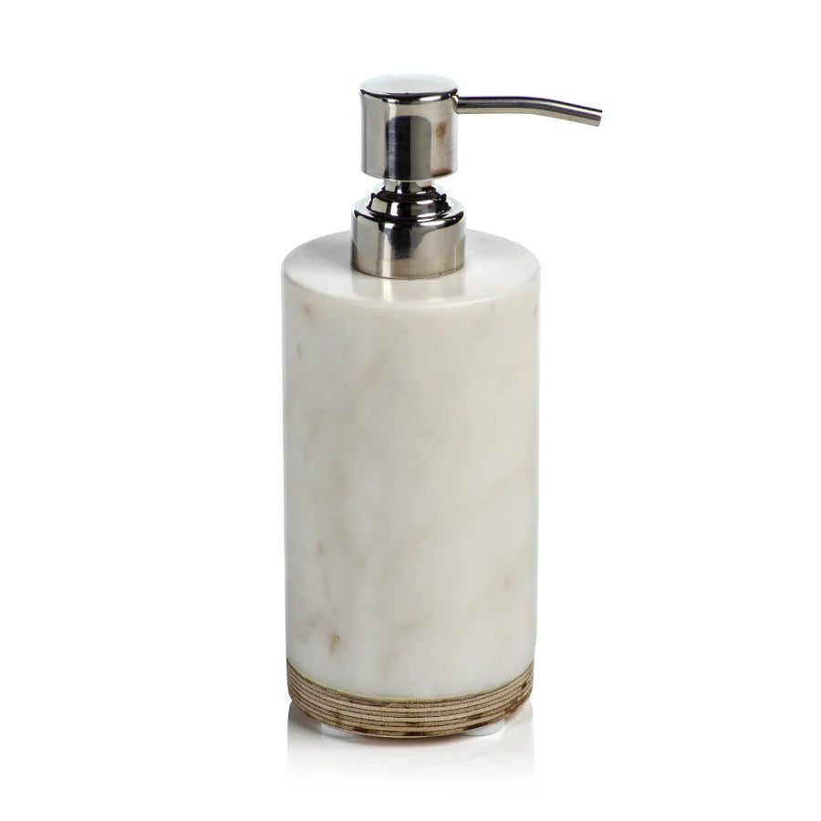 Singita Marble and Balsa Wood Bathroom Soap Dispenser - Set of 4