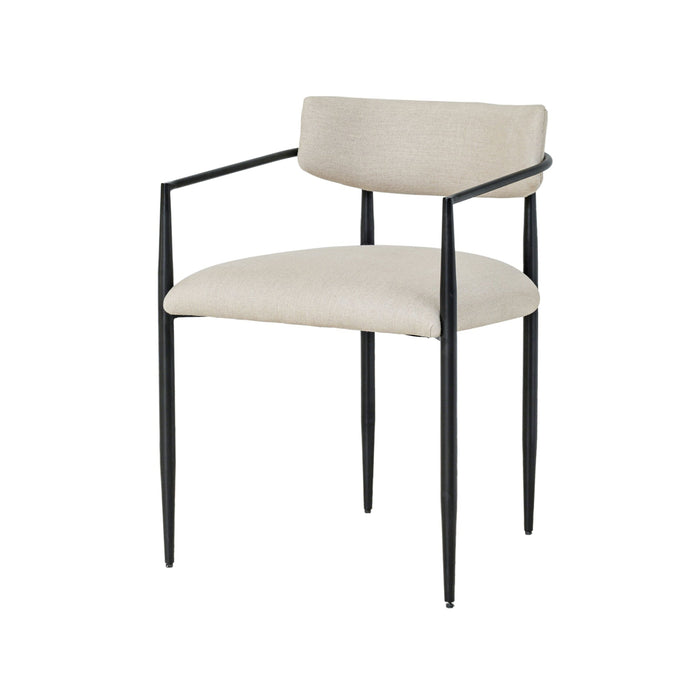 Fatime Cream Linen Forged Iron Dining Chair