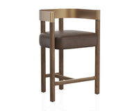 Manolo Espresso Faux Leather, Chocolate Ash & Antique Brass Counter Stool