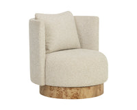 Fortis Oatmeal Swivel Accent Chair with Maple Burl Base