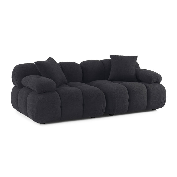 Vogue Black Vegan Shearling Modular Loveseat