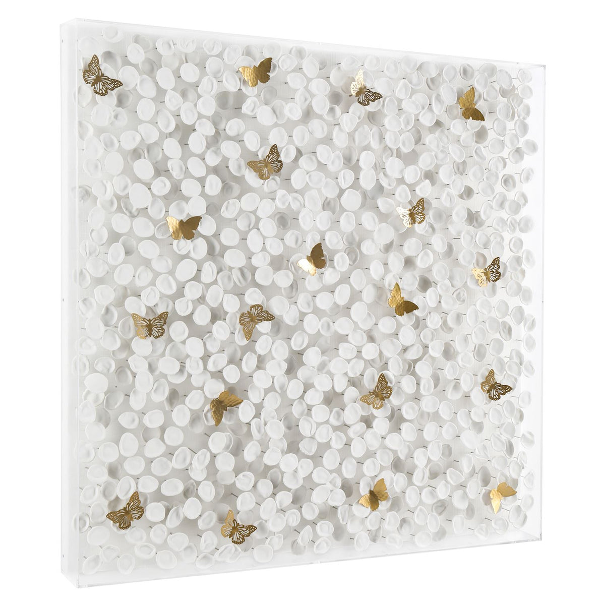 Amalea Linen Petals & Brass Butterflies Wall Art