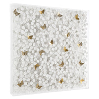 Amalea Linen Petals & Brass Butterflies Wall Art