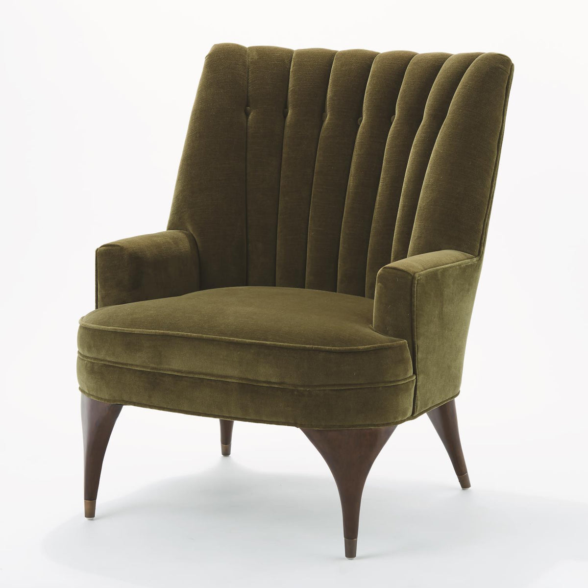 Channel Moss Green Velvet Accent  Chair